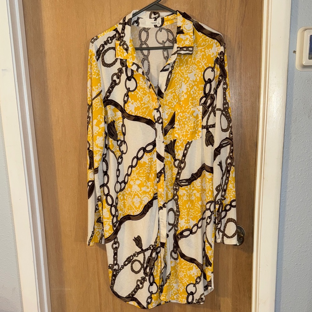 Timing Chain Print Shirt Dress/Tunic